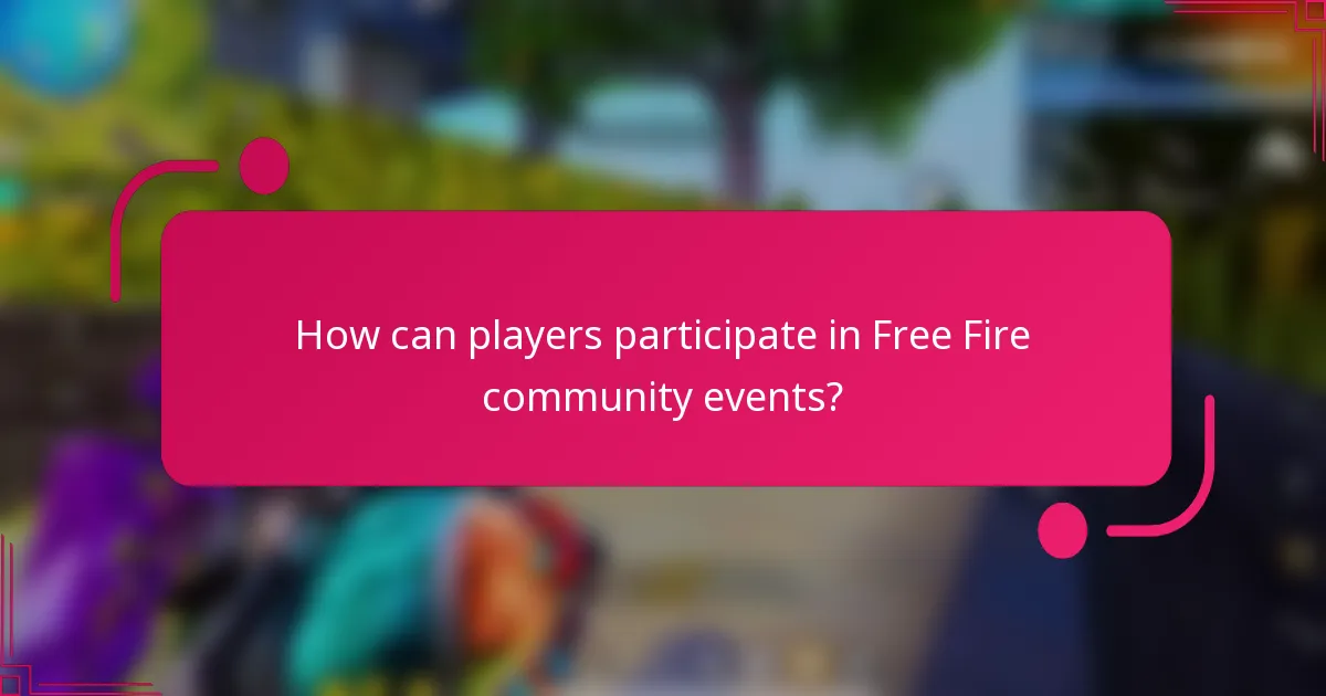 How can players participate in Free Fire community events?