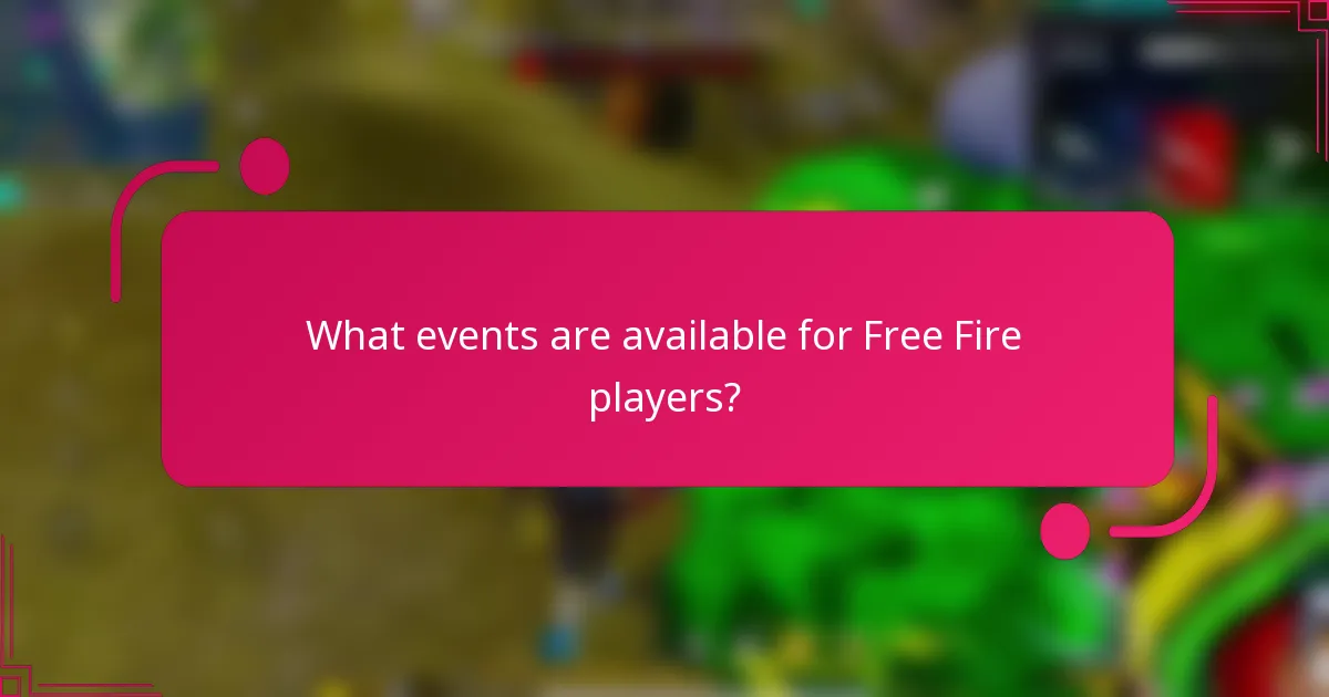 What events are available for Free Fire players?